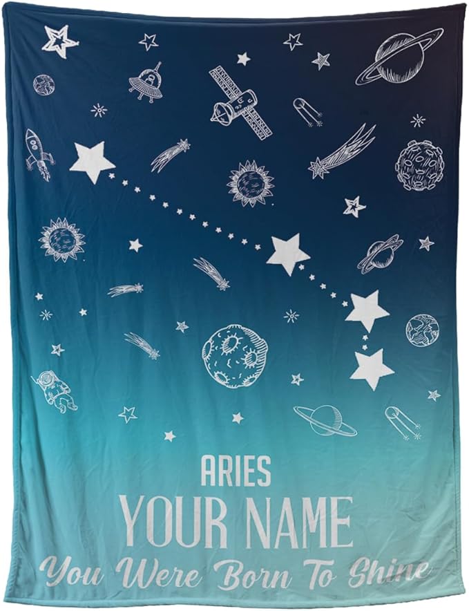 Aries Customized Birthday Gift Zodiac Gift for Her You were Born to Shine Blanket Astrology Gifts Birthday Gift Custom Aries Blanket Personalized Name Zodiac Blankets for Bed Couch Sofa - Aries Blanket for men