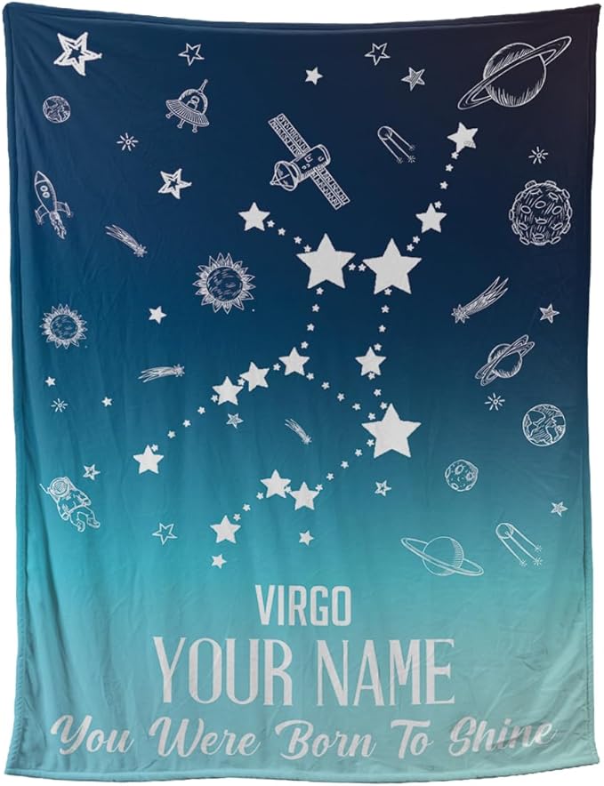 Virgo Customized Birthday Gift Zodiac Gift for Her You were Born to Shine Blanket Astrology Gifts Birthday Gift Custom Virgo Blanket Personalized Name Zodiac Blankets for Bed Couch Sofa - Virgo Blanket for men