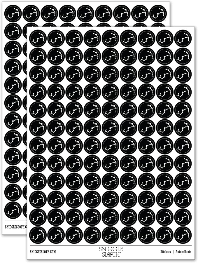 Scorpio Zodiac Star Constellations 200+ Round Stickers - Gloss Finish - 0.50" Size - Black - Scorpio Sticker for men