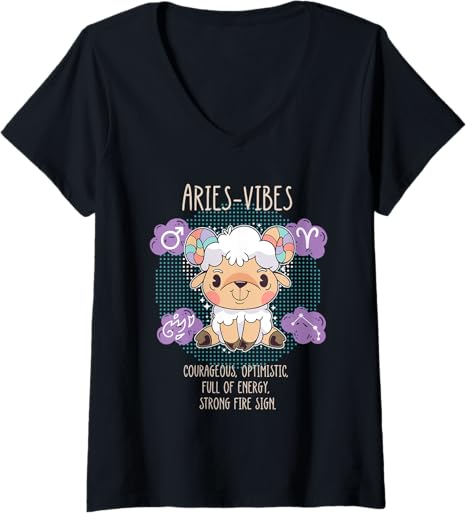 Cute Aries Zodiac Sign Horoscope V-Neck T-Shirt - Aries T-Shirt for men