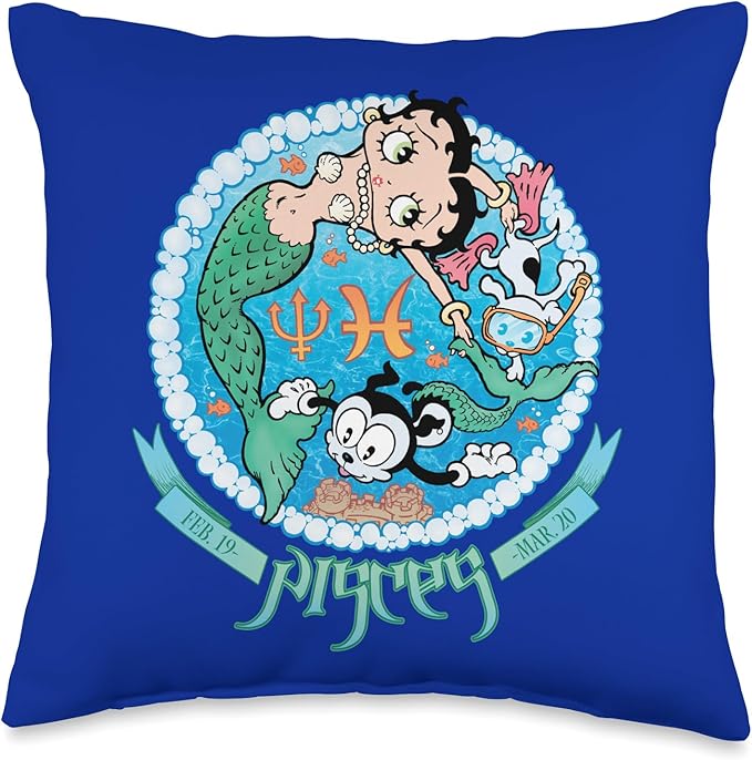 Betty Boop Pisces Astrological Sign Throw Pillow - Pisces Pillow for men