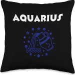 RightUR Aquarius Zodiac Sign Horoscope, Astrology, Aquarian Throw Pillow, 16x16, Multicolor - Aquarius Pillow for men