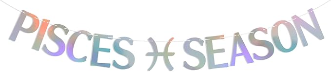 Holographic Pisces Season Banner - Pisces Birthday Party Decorations - Astrology Birthday Sign - Pisces Canvas for men