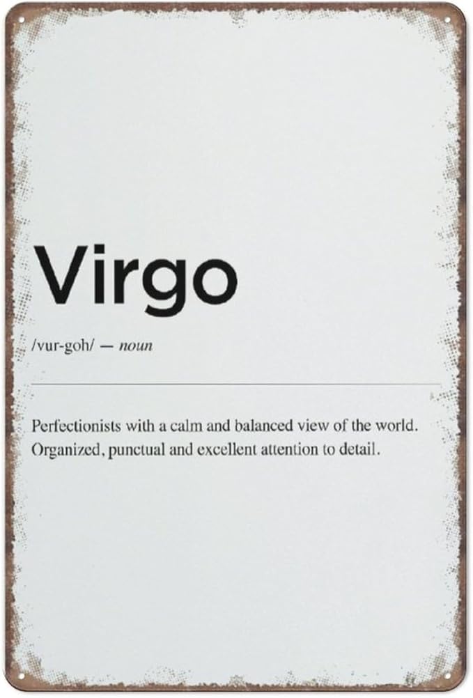 Virgo Definition,Digital Print,Zodiac Poster Gift,Astrology Wall Decor,Gift For Virgo,Retro And Interesting Metal Logo Retro Poster Wall Art Kitchen Garden Farm Home Decoration, 8X12 Inch - Virgo Poster for men