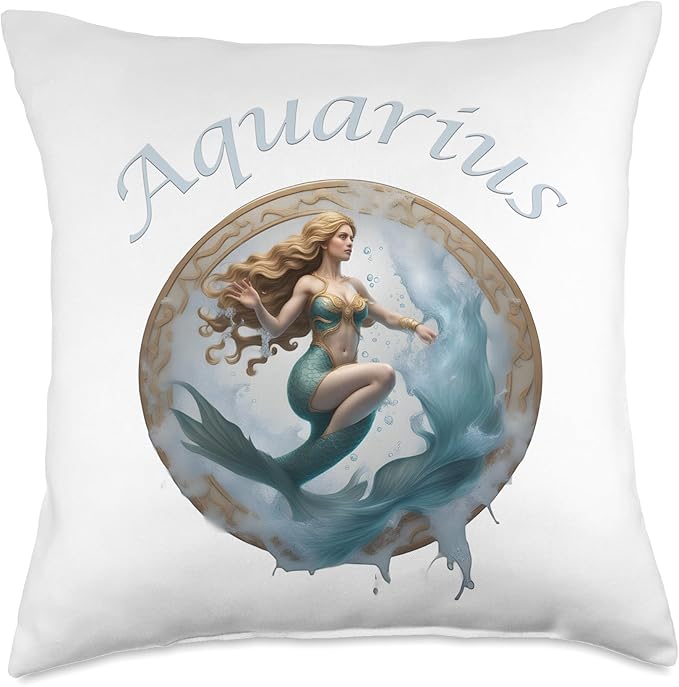 Kick Start Direct Novelty Tees Aquarius Zodiac Sign-Birthday Gift for Women & Girls Throw Pillow, 18x18, Multicolor - Aquarius Pillow for men