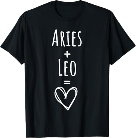 Aries and Leo Couple Matching Zodiac Sign T-Shirt - Aries T-Shirt for men