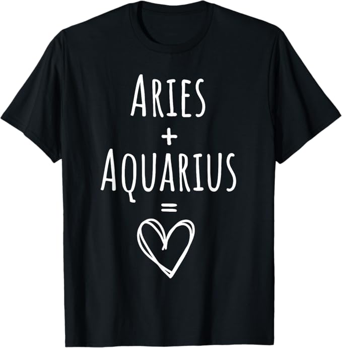 Aries and Aquarius Couple Matching Zodiac Sign T-Shirt - Aries T-Shirt for men