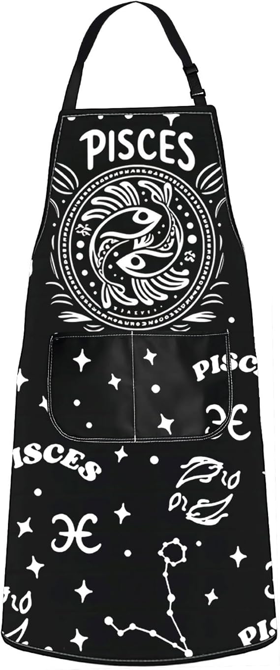 JNIAP Zodiac Sign Apron 12 Constellation Gifts Zodiac Symbol Sign Apron Astrology Lover Gifts Astrology Sign Apron - Pisces for men