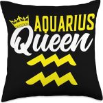 Aquarius Zodiac Astrology Sign Aquarius Queen Horoscope Astrology Zodiac Sign Throw Pillow, 18x18, Multicolor - Aquarius Pillow for men