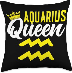 Aquarius Zodiac Astrology Sign Aquarius Queen Horoscope Astrology Zodiac Sign Throw Pillow, 18x18, Multicolor - Aquarius Pillow for men