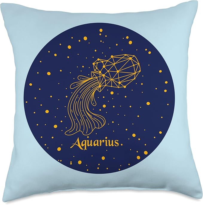 Zodiac Constellations and Astrology Clothing Aquarius Zodiac Sign Constellation Throw Pillow, 18x18, Multicolor - Aquarius Pillow for men