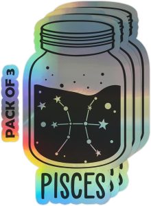 SmittyGFX Pisces Zodiac Sign Astrology Sticker, 3PCS Laptop Water Bottle Tumbler Car Truck Bumper Helmet Tablet Phone Gift Wall Window Sticker (Holographic, 2 Inches (Small)) - Pisces Car Accessories for men