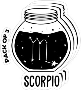SmittyGFX Scorpio Zodiac Sign Astrology Sticker, 3PCS Laptop Water Bottle Tumbler Car Truck Bumper Helmet Tablet Phone Gift Wall Window Sticker (Glossy White, 2 Inches (Small)) - Scorpio Sticker for men