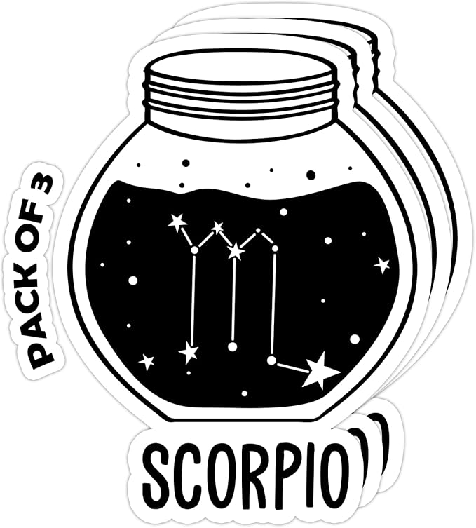 SmittyGFX Scorpio Zodiac Sign Astrology Sticker, 3PCS Laptop Water Bottle Tumbler Car Truck Bumper Helmet Tablet Phone Gift Wall Window Sticker (Glossy White, 2 Inches (Small)) - Scorpio Sticker for men