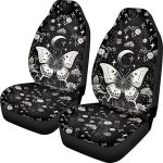 Dreaweet Gothic Butterfly Seat Covers for Cars SUV Trucks,2 Pcs Black Floral Car Accessories with Front Drive Seat Cover Protect Accessories for Women - Scorpio Car Seat Cover for men