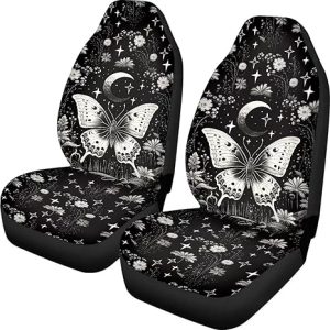 Dreaweet Gothic Butterfly Seat Covers for Cars SUV Trucks,2 Pcs Black Floral Car Accessories with Front Drive Seat Cover Protect Accessories for Women - Scorpio Car Seat Cover for men