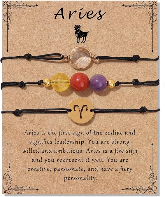 Zodiac Birthstone Bracelet for Women 8mm Natural Stone Bracelet Healing Crystals Jewelry Birthday Gift - Aries Bracelet for men