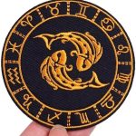 Astrology Zodiac Signs Symbols Twelve Constellations Horoscope Fortune 3.15" Iron On Embroidered Thermoadhesive Patch for Clothing (Pisces) - Pisces for men