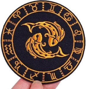 Astrology Zodiac Signs Symbols Twelve Constellations Horoscope Fortune 3.15" Iron On Embroidered Thermoadhesive Patch for Clothing (Pisces) - Pisces for men
