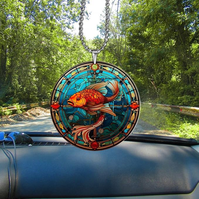 Suncatcher Ornament Pisces Zodiac Car Hanging Ornament, Car Hanging Accessories, Cool Room Decor, Gift for Women and Men On Valentine - Pisces Car Accessories for men
