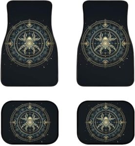 Foruidea Horoscope Scorpion Mandala Pattern 1 Front & Rear Car Floor Mats for Cars Auto Floor Mats 4-Pcs Full Set Car Carpet Floor Mats Universal fit for suvs,Trucks,sedans,Vans - Virgo Car Floor Mat for men