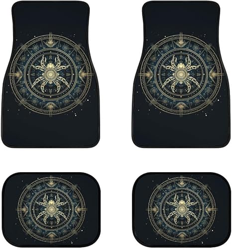 Foruidea Horoscope Scorpion Mandala Pattern 1 Front & Rear Car Floor Mats for Cars Auto Floor Mats 4-Pcs Full Set Car Carpet Floor Mats Universal fit for suvs,Trucks,sedans,Vans - Virgo Car Floor Mat for men