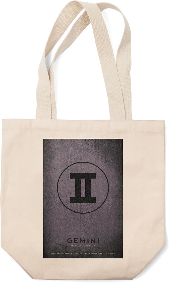Lantern Press Gemini, Astrological Sign, Zodiac (100% Cotton Canvas Reusable Tote Bag) - Gemini Canvas for men