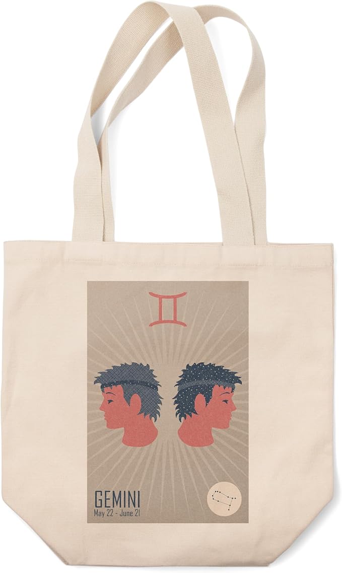 Lantern Press Gemini, Woven Zodiac (100% Cotton Canvas Reusable Tote Bag) - Gemini Canvas for men