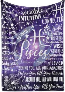 Zodiac Constellation Gifts for Women, Zodiac Sign Birthday Gift with Message Flannel Blanket Throws (50"x 65") - Pisces - Pisces Pillow for men