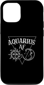 iPhone 12/12 Pro Aquarius AF / Sun & Moon Aquarius Birthday Astrology Design Case - Aquarius Phone Case for men