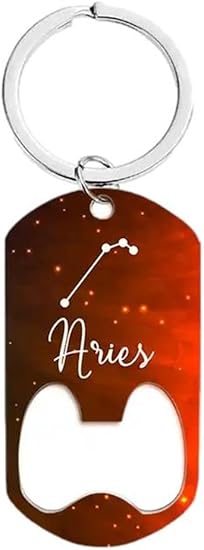 Zodiac Constellation Bottle Opener Keychain - Aries Keychain for men