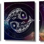 Wall Decorations for Living Room Pisces Zodiac Sign Home Decor Magic Witchcraft Card with Astrology Wall Paintings Koi Fish Wall Decor Pictures 3 Piece Posters and Prints Ready to Hang (36''W x 16''H) - Pisces Canvas for men