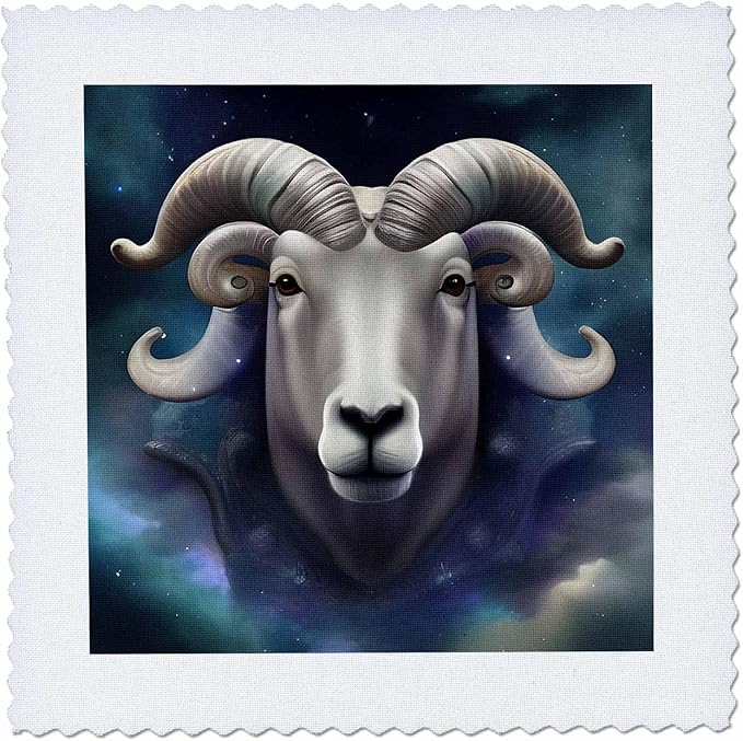 8x8 inch Quilt Square - A Dreamy Looking ram That can Represent The Aries Sign. Zodiac - Dream Ram - Aries Blanket for men