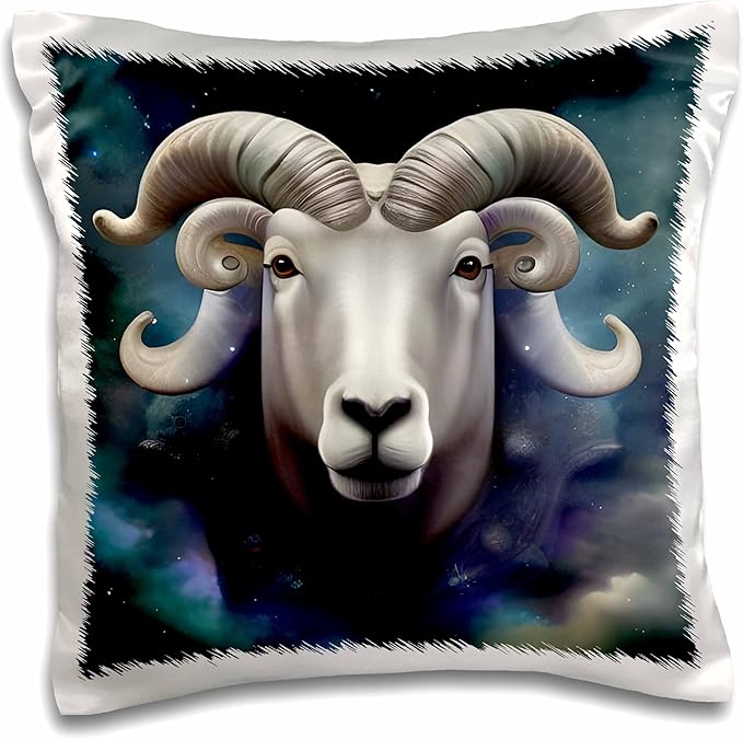 3dRose 16x16 inch Pillow Case - A Dreamy Looking ram That can Represent The Aries Sign. Zodiac - Dream Ram - Aries Pillow for men
