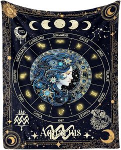 Aquarius Zodiac Blanket for Boys Girls, Secret Astrology Themed Design Printed Throw Blankets for Kids Lap, Chair Sofa, Soft Fleece Cozy Blanket, 40"x 50" - Aquarius Pillow for men