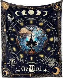 Gemini Zodiac Blanket for Women Men, Secret Astrology Themed Design Printed Throw Blankets for Teens Adults Lap, Chair Sofa, Warm Soft Cozy Blanket, 50"x 60" - Gemini Blanket for men