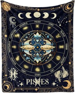 Pisces Zodiac Blanket for Boys Girls, Secret Astrology Themed Design Printed Throw Blankets for Kids Lap, Chair Sofa, Soft Fleece Cozy Blanket, 40"x 50" - Pisces Pillow for men