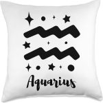 Cool Zodiac Horoscope Astrology Sun Star Signs Aquarius Zodiac Horoscope Astrology Sun Star Signs Throw Pillow, 18x18, Multicolor - Aquarius Pillow for men