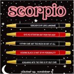 Jxueych 5 Pack Scorpio Ballpoint Pens, Funny Humorous Quotes Pens Quick Drying Black Ink - Ideal for Writing, Drawing, Journaling & Note Taking - Scorpio Products for men