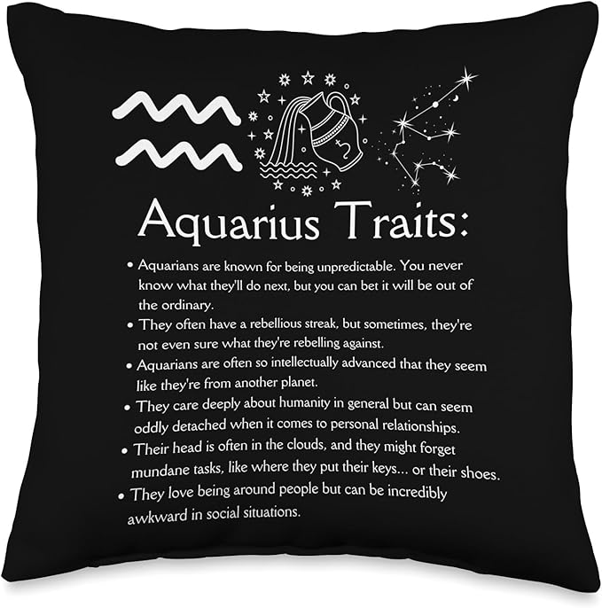 Aquarius for Women and Men Gifts Funny Aquarius Zodiac Sign Symbol Astrology Lover Gift Throw Pillow, 16x16, Multicolor - Aquarius Pillow for men