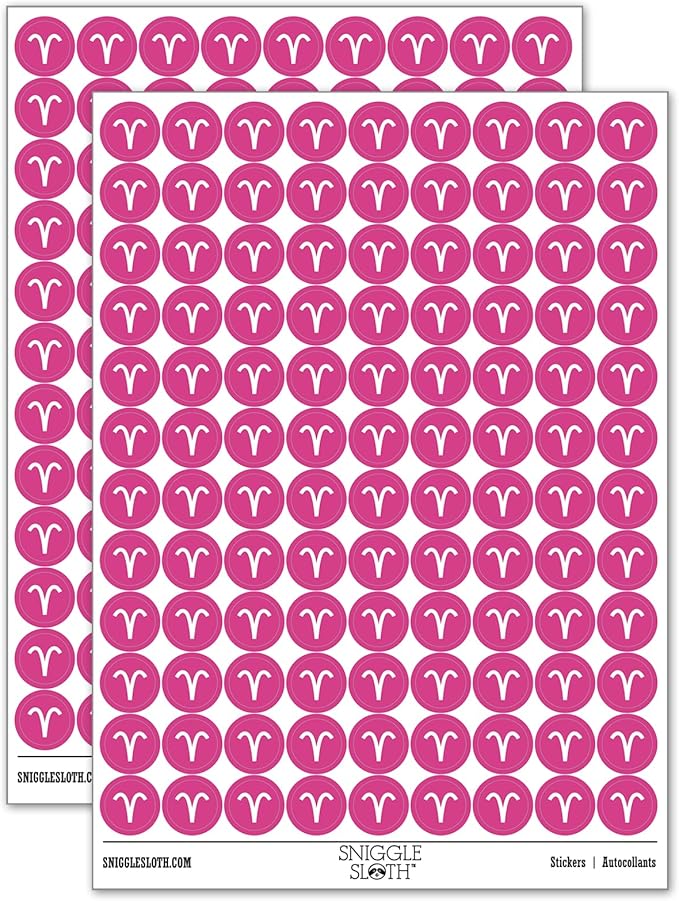 Aries Horoscope Astrological Zodiac Sign 200+ Round Stickers - Matte Finish - 0.50" Size - Hot Pink - Aries Sticker for men
