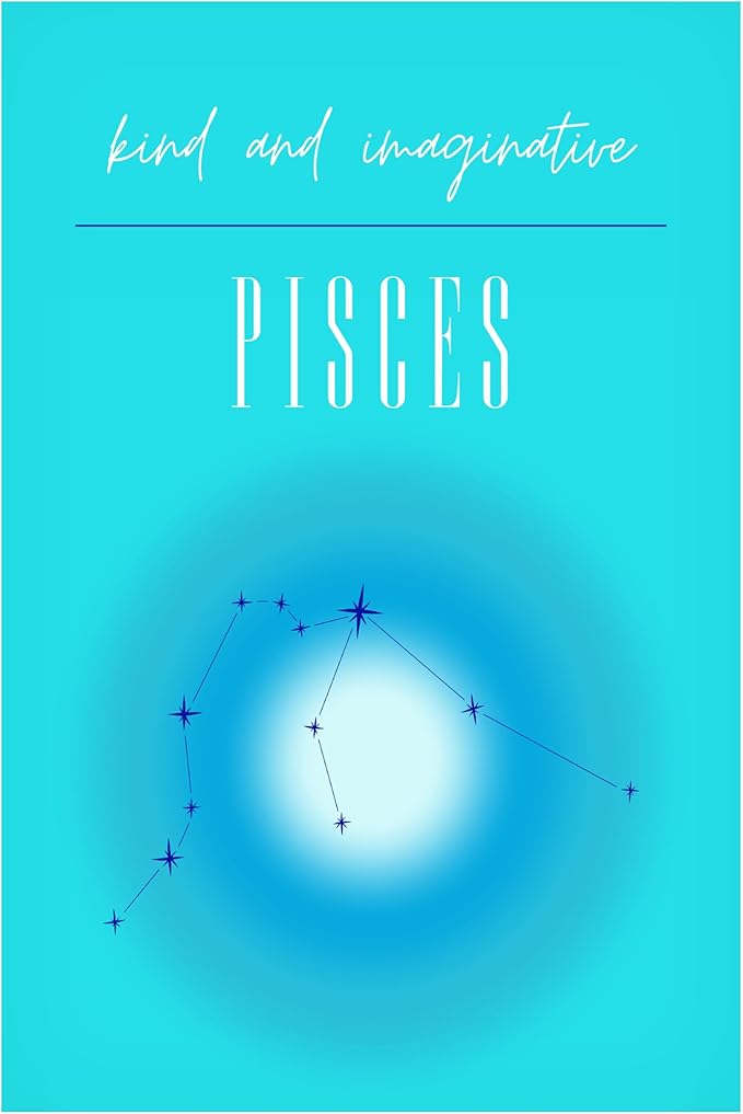 Trademark Fine Art Canvas Wall Art - Amelie 'Pisces Zodiac Print Art' Wall Art for Living Room, Bedroom, or Office Décor - Pisces Canvas for men