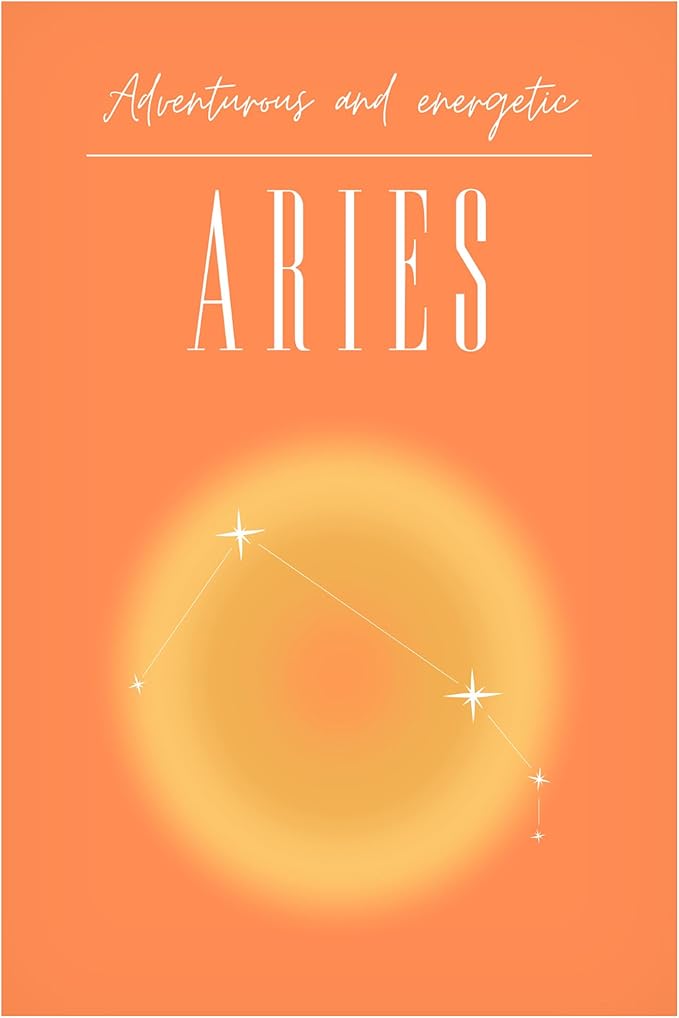 Trademark Fine Art Canvas Wall Art - Amelie 'Aries Zodiac Print Art' Wall Art for Living Room, Bedroom, or Office Décor - Aries Canvas for men