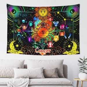 Robadyme Cancer Constellation Tapestry - Zodiac Sign Horoscope Wall Hanging for Bedroom Home Decor C4 - Pisces Home Decor for men