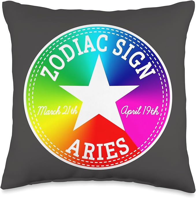 Zodiac Sign Aries Horoscope Astrology Rainbow Throw Pillow - Aries Pillow for men