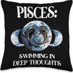 Pisces swimming in deep thoughts Throw Pillow - Pisces Pillow for men
