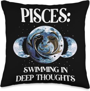 Pisces swimming in deep thoughts Throw Pillow - Pisces Pillow for men
