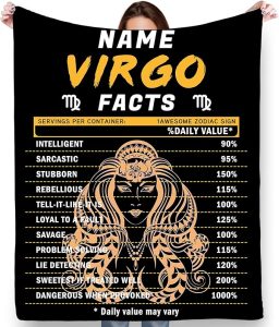 NIWAHO Customized Virgo Throw Blanket Flannel Constellations Blankets Personalized Zodiac Sign Theme Gift for Parents Children Lover - Virgo Blanket for men
