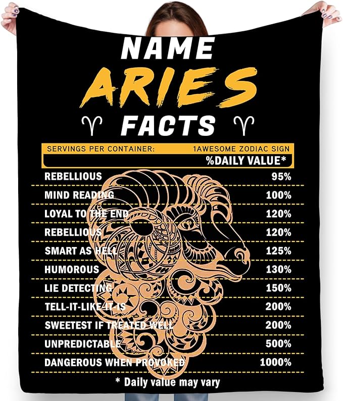 NIWAHO Custom Aries Throw Blankets Flannel Constellation Blanket Personalized Zodiac Sign Theme Gift for Parents Friends and Lovers - Aries Blanket for men