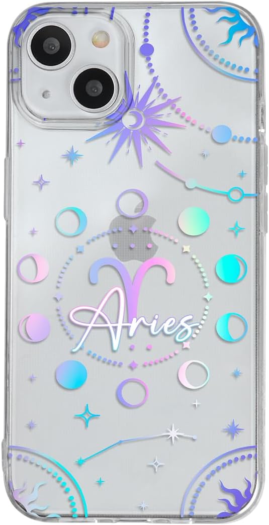 INSTACASE Case Compatible with iPhone 15 Aries Zodiac Sign, Protector Compatible with iPhone 15 Customizable, Case Customized Horoscope Shockproof TPU. Clear - Aries Phone Case for men